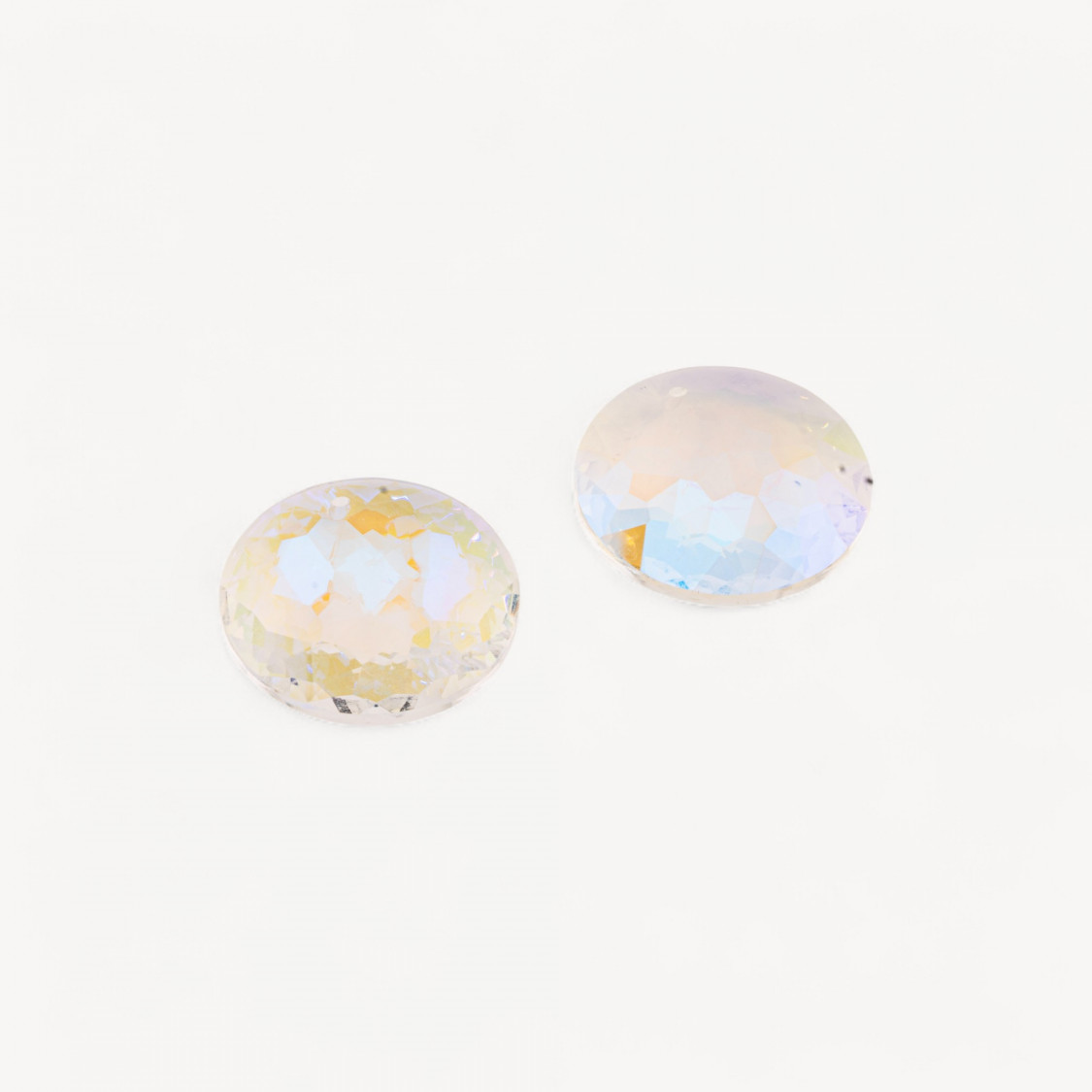Componente Pendente Cristallo CZ Disco Sfaccettato Diametro 30mm 2pz Diamante- CABOCHON DI CRISTALLI | Worldofjewel.com
