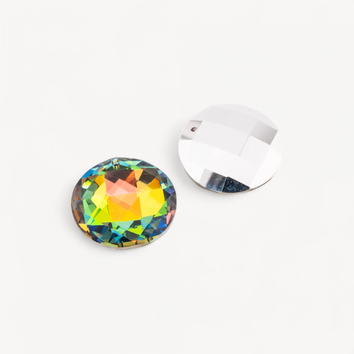 2 piezas de disco facetado iridiscente de cristal CZ para colgante, diámetro 30 mm-CABUJÓN DE CRISTALES | Worldofjewel.com