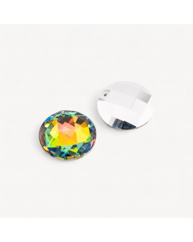 Componente Pendente Cristallo CZ Disco Sfaccettato Diametro 30mm 2pz Iridescente- CABOCHON DI CRISTALLI | Worldofjewel.com