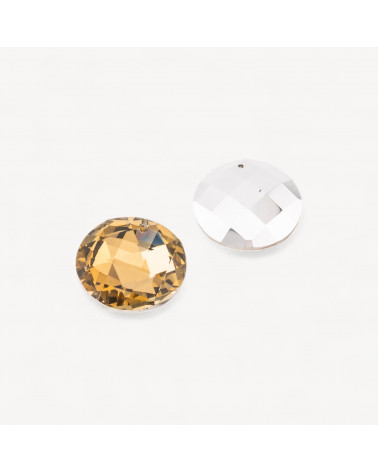Componente Pendente Cristallo CZ Disco Sfaccettato Diametro 30mm 2pz Oro- CABOCHON DI CRISTALLI | Worldofjewel.com