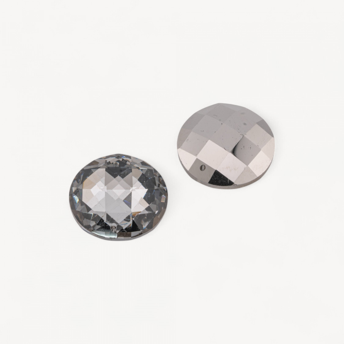 Componente Pendente Cristallo CZ Disco Sfaccettato Diametro 30mm 2pz Rodiato- CABOCHON DI CRISTALLI | Worldofjewel.com