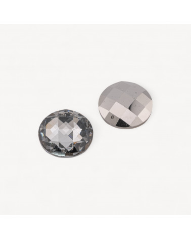 Componente Pendente Cristallo CZ Disco Sfaccettato Diametro 30mm 2pz Rodiato- CABOCHON DI CRISTALLI | Worldofjewel.com