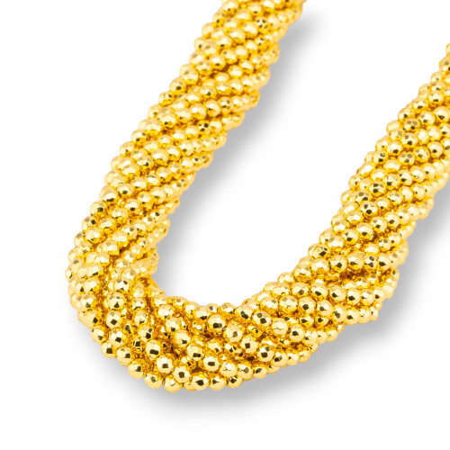 Facettierte, runde Perle aus 18-karätigem Hämatit, 3 mm