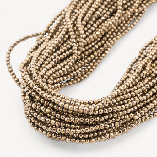 Hematite Pyrite Faceted Round Bead 2mm