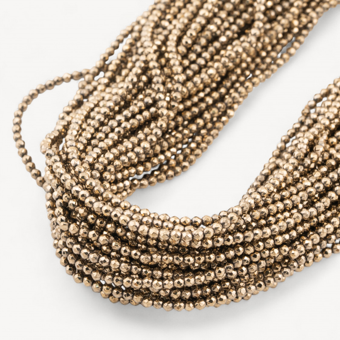 Perla redonda facetada de pirita y hematita de 2 mm-HEMATITIS PIRITIS | Worldofjewel.com