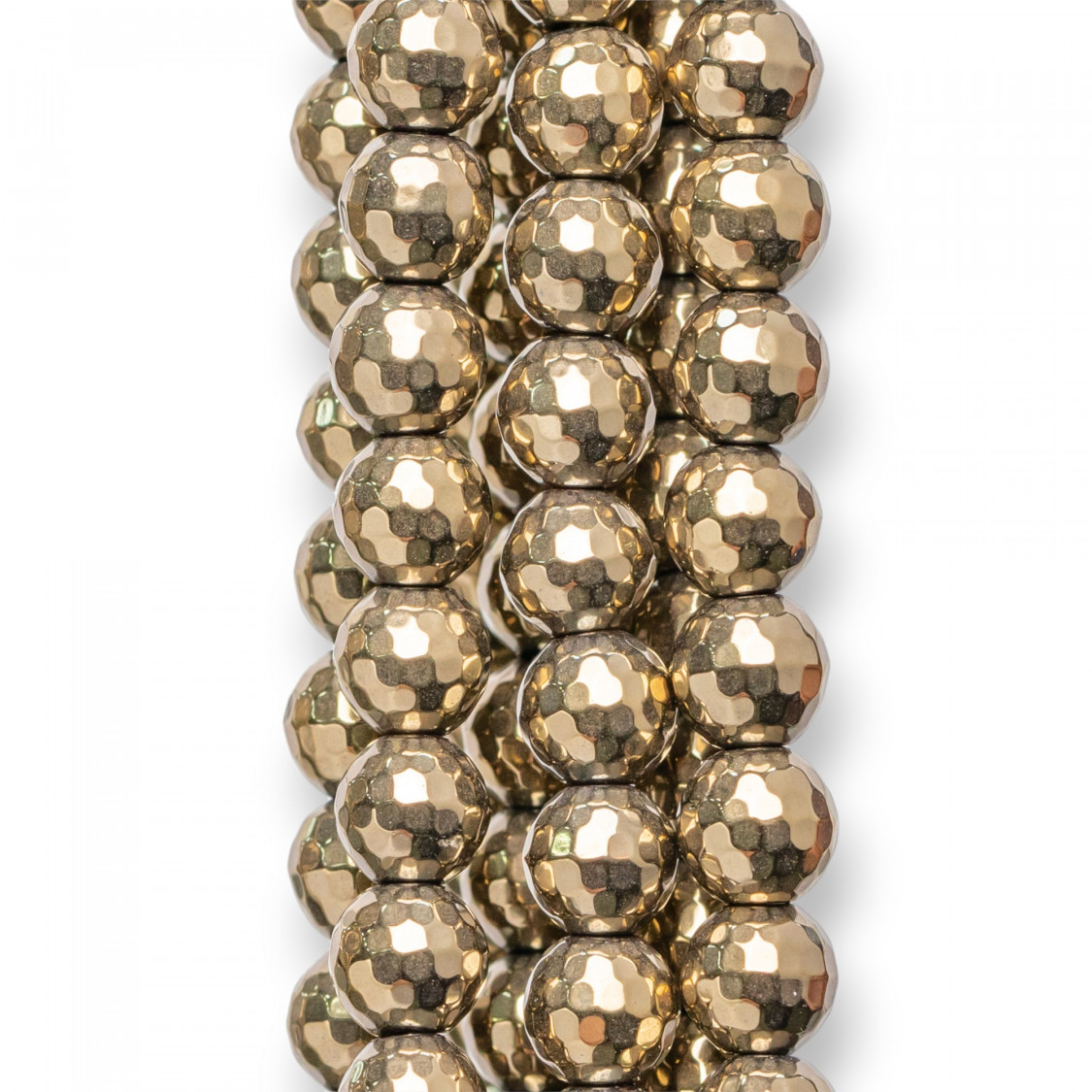 Perla redonda facetada de pirita y hematita de 6 mm-HEMATITES | Worldofjewel.com