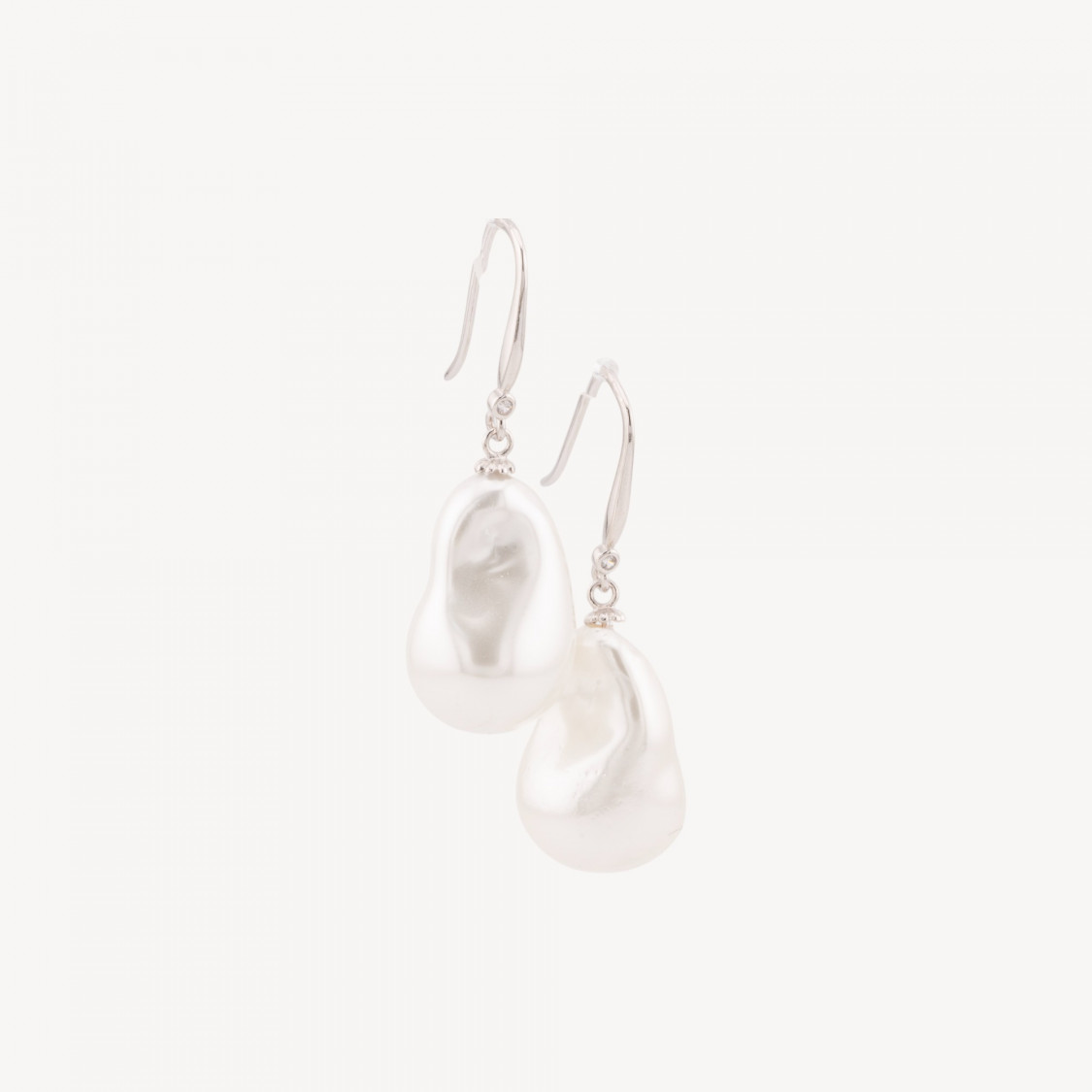 925 Silver Leverback Earrings with Baroque Mallorca Pearls-SILVER 925 DESIGN ITALY | Worldofjewel.com