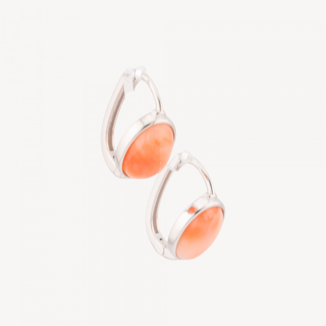 Orecchini In Argento 925 Con Cabochon Di Corallo Rosa-ARGENTO 925 DESIGN ITALY | Worldofjewel.com