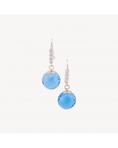 Orecchini In Argento 925 Con Cubetto Punto Luce E Zirconi CZ Sfaccettato-CIERRE DE PLATA 925 DIY | Worldofjewel.com