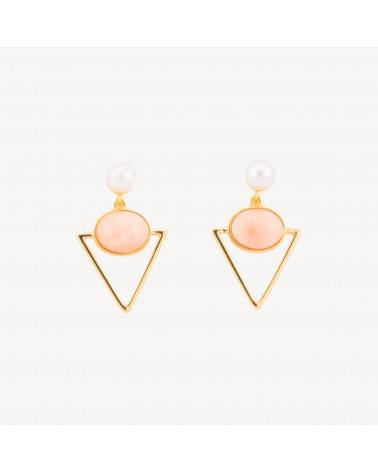 Orecchini In Argento 925 Con Perle Di Fiume E Corallo Rosa-ARGENTO 925 DESIGN ITALY | Worldofjewel.com