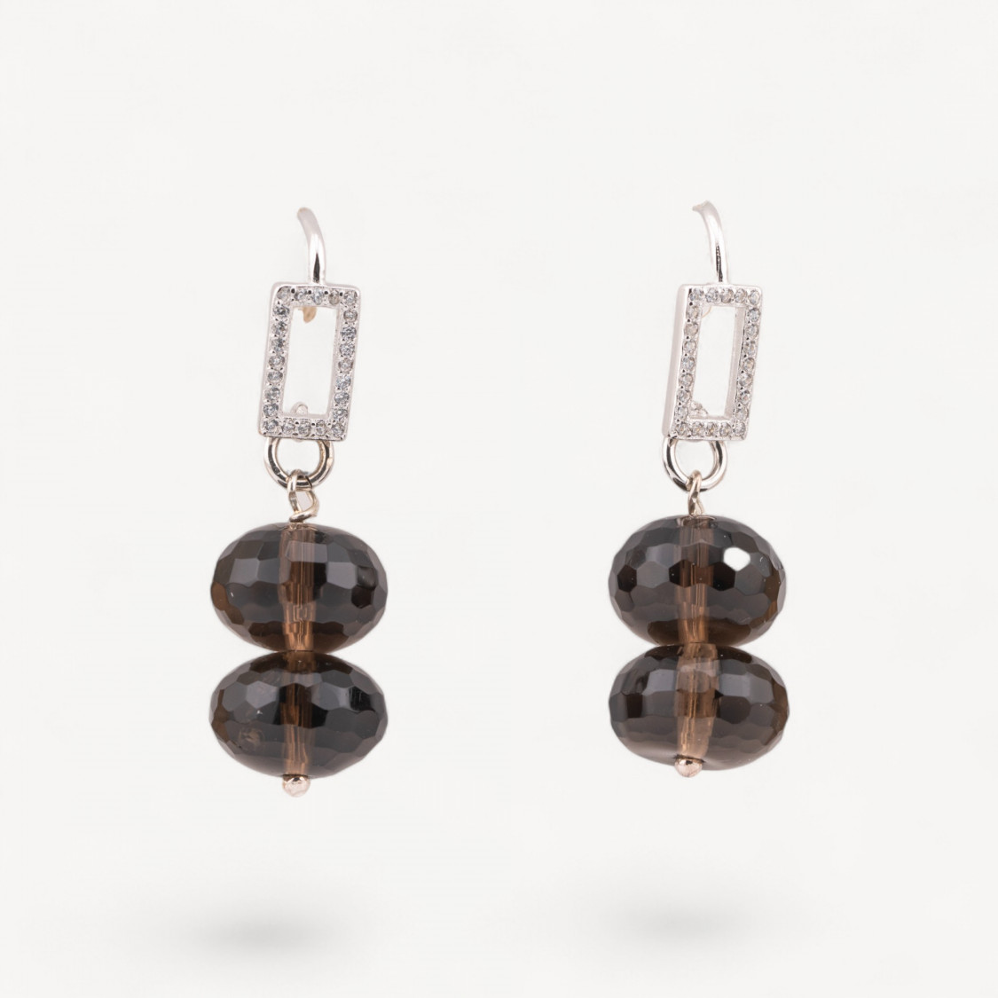 Orecchini In Argento 925 Con Zirconi e Cristalli Fumé-ΑΣΗΜΙ 925 ΣΧΕΔΙΟ ΙΤΑΛΙΑ | Worldofjewel.com