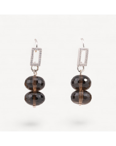 Orecchini In Argento 925 Con Zirconi e Cristalli Fumé-ΑΣΗΜΙ 925 ΣΧΕΔΙΟ ΙΤΑΛΙΑ | Worldofjewel.com