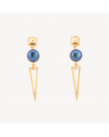 Orecchini In Argento 925 Con Zirconi E Perle Di Fiume Nere Tahiti Dorati-CHIUSURE IN ARGENTO 925 FAI DA TE | Worldofjewel.com