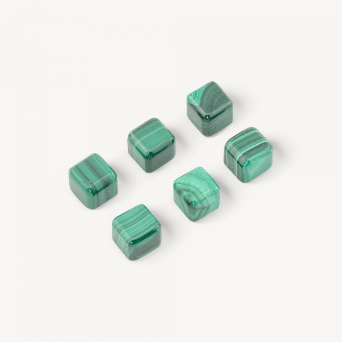 Malachit-Halblochperlen, glatter Würfel, 10 mm, 6 Stück-CABOCHON AUS HARTEN STEINEN | Worldofjewel.com