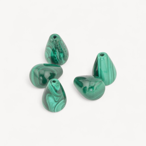 Perles en malachite en forme de goutte, demi-trou, 8 x 12 mm, lot de 10
