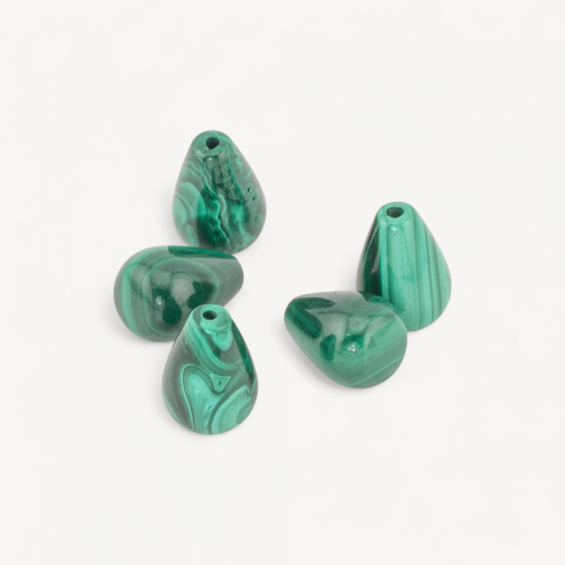 Perline Mezzo Foro Gocce Malachite 8x12mm 10pz- CABOCHON DI PIETRE DURE | Worldofjewel.com