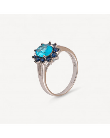 Anello Di Argento 925 1pz con Gemma Celeste e Zirconi Blu-ΔΑΧΤΥΛΙΔΙΑ 925 ΑΣΗΜΙ | Worldofjewel.com