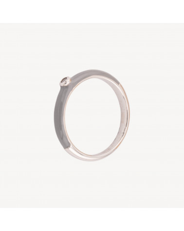 Anello Di Argento 925 1pz Con Punto Luce e Fascia Grigia-ΔΑΧΤΥΛΙΔΙΑ 925 ΑΣΗΜΙ | Worldofjewel.com