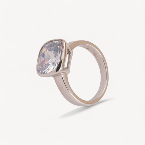 Bague en argent 925 (1 pièce) avec zircon cubique rectangulaire