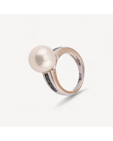 Anello Di Argento 925 1pz con Zirconi neri e Perla Naturale-ANELLI DI ARGENTO 925 | Worldofjewel.com