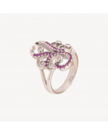 Anello Di Argento 925 1pz Forma Fantasia con Zirconi Fucsia e Punti Luce-ΔΑΧΤΥΛΙΔΙΑ 925 ΑΣΗΜΙ | Worldofjewel.com