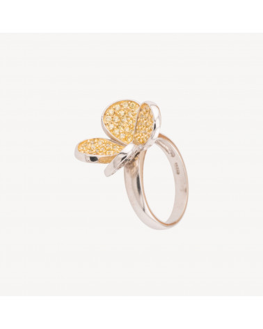 Anello Di Argento 925 1pz Forma Fiore Aperto con Zirconi Gialli-ΔΑΧΤΥΛΙΔΙΑ 925 ΑΣΗΜΙ | Worldofjewel.com