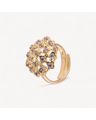 Anello Di Argento 925 1pz Forma Fiore con Zirconi Viola-ΔΑΧΤΥΛΙΔΙΑ 925 ΑΣΗΜΙ | Worldofjewel.com