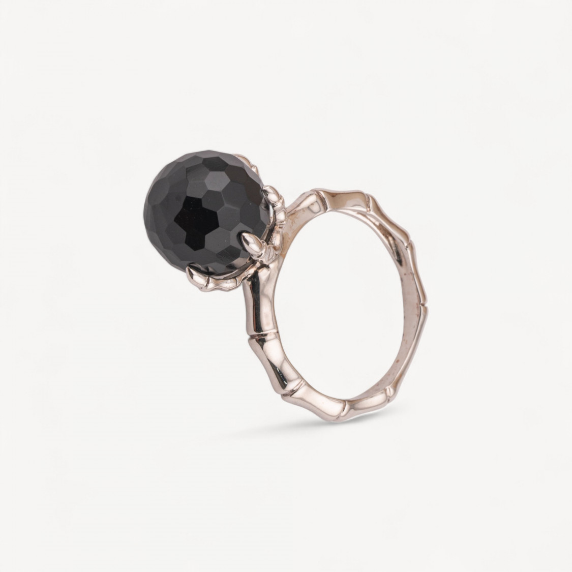 Anello Di Argento 925 1pz Mano Scheletrica con Onice Nero Sfaccettato-ΔΑΧΤΥΛΙΔΙΑ 925 ΑΣΗΜΙ | Worldofjewel.com