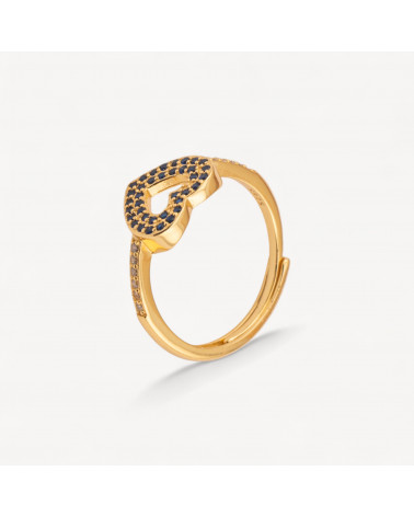 Anello Di Argento 925 Misura Regolabile 1pz Con Zirconi MOD. Cuore-ANELLI DI ARGENTO 925 | Worldofjewel.com