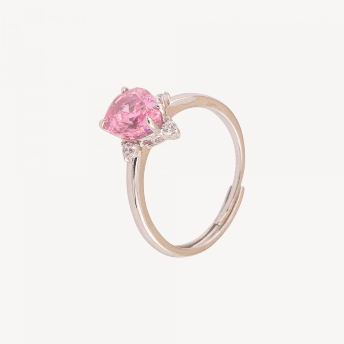 Anello Gioiello In Argento 925 Regolabile Con Corindone Sintetico Goccia Rosa Rodiato JL200049-ΔΑΧΤΥΛΙΔΙΑ 925 ΑΣΗΜΙ | Worldofjewel.com