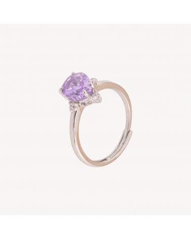 Anello Gioiello In Argento 925 Regolabile Con Corindone Sintetico Goccia Viola Rodiato JL200049-ΔΑΧΤΥΛΙΔΙΑ 925 ΑΣΗΜΙ | Worldofjewel.com
