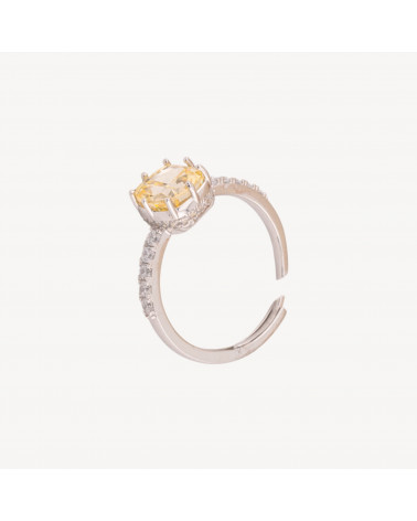 Anello Gioiello In Argento 925 Regolabile Con Corindone Sintetico Quadrato Giallo Rodiato YJ-0342-ΔΑΧΤΥΛΙΔΙΑ 925 ΑΣΗΜΙ | Worldofjewel.com