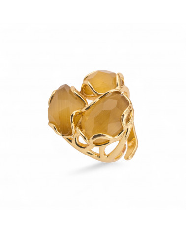 Anello Regolabile in Bronzo Dorato Collezione Aurora-S con Anello Di Bronzo Collezione AURORA 25x27mm Con Occhio Di Gatto Mar-ANELLI BIJOUX DONNA AURORA BEST SELLER | Worldofjewel.com