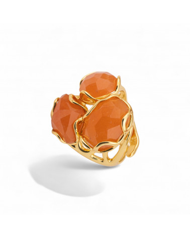 Anello Regolabile in Bronzo Dorato Collezione Aurora-S con Anello Di Bronzo Collezione AURORA 25x27mm Con Occhio Di Gatto Aranc-ANELLI BIJOUX DONNA AURORA BEST SELLER | Worldofjewel.com
