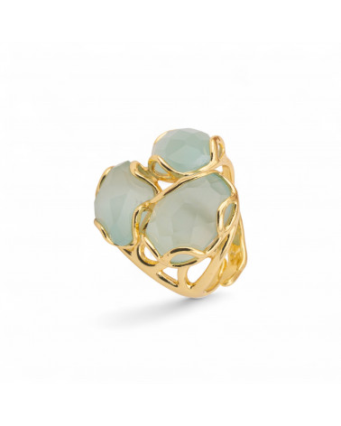 Anello Regolabile in Bronzo Dorato Collezione Aurora-S con Anello Di Bronzo Collezione AURORA 25x27mm Con Occhio Di Gatto Celes-ANELLI BIJOUX DONNA AURORA BEST SELLER | Worldofjewel.com