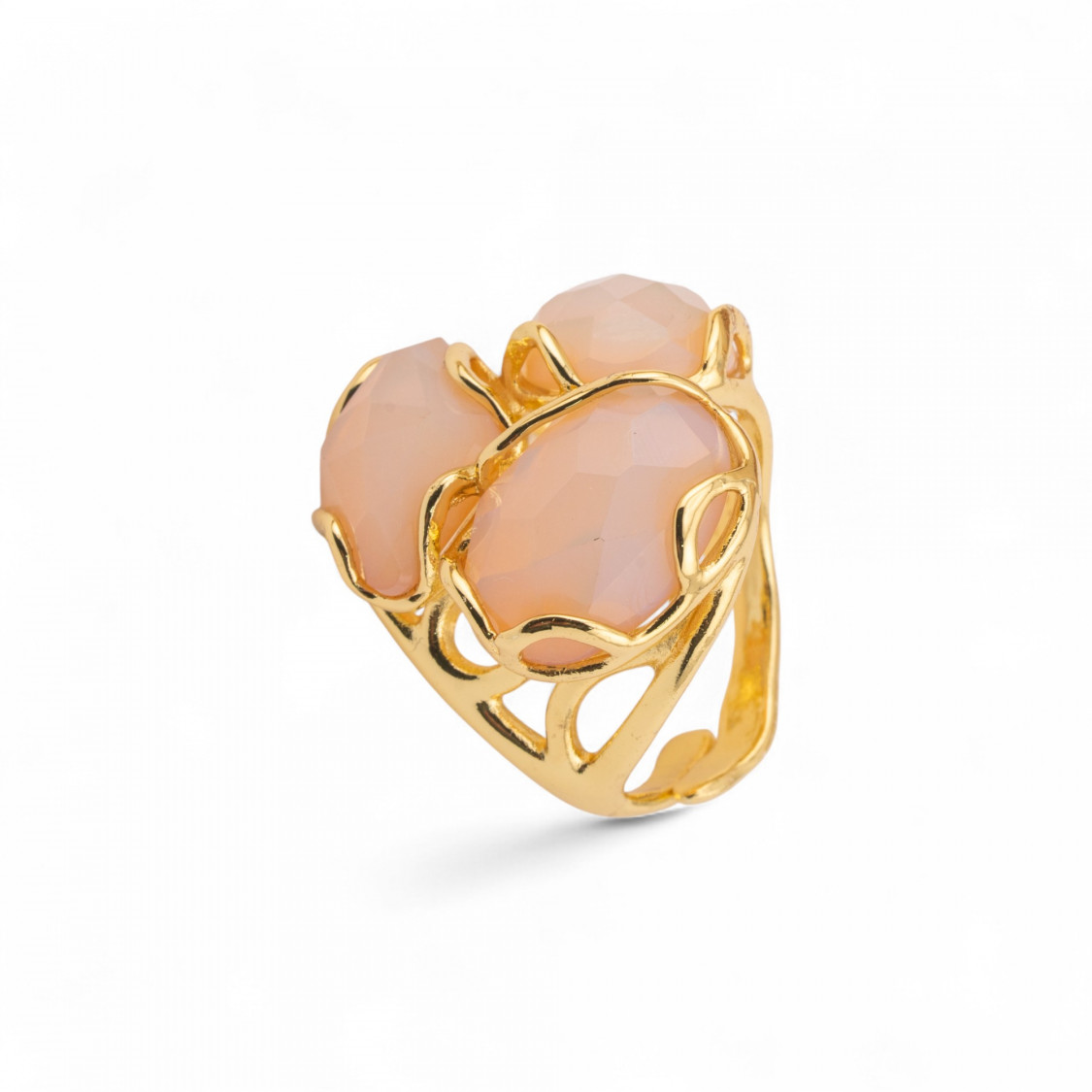 Anello Regolabile in Bronzo Dorato Collezione Aurora-S con Anello Di Bronzo Collezione AURORA 25x27mm Con Occhio Di Gatto Opale-ANELLI BIJOUX DONNA AURORA BEST SELLER | Worldofjewel.com