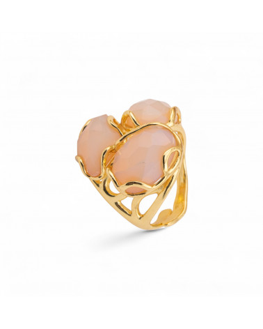 Anello Regolabile in Bronzo Dorato Collezione Aurora-S con Anello Di Bronzo Collezione AURORA 25x27mm Con Occhio Di Gatto Opale-ANELLI BIJOUX DONNA AURORA BEST SELLER | Worldofjewel.com