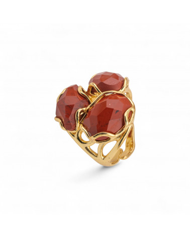 Anello Regolabile in Bronzo Dorato Collezione Aurora-S con Anello Di Bronzo Collezione AURORA 25x27mm Con Pietre Dure Diaspro R-ANELLI BIJOUX DONNA AURORA BEST SELLER | Worldofjewel.com