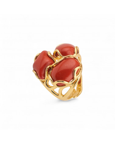 Anello Regolabile in Bronzo Dorato Collezione Aurora-S con Anello Di Bronzo Collezione AURORA 25x27mm Con Pietre Dure Pasta Di -ANELLI BIJOUX DONNA AURORA BEST SELLER | Worldofjewel.com