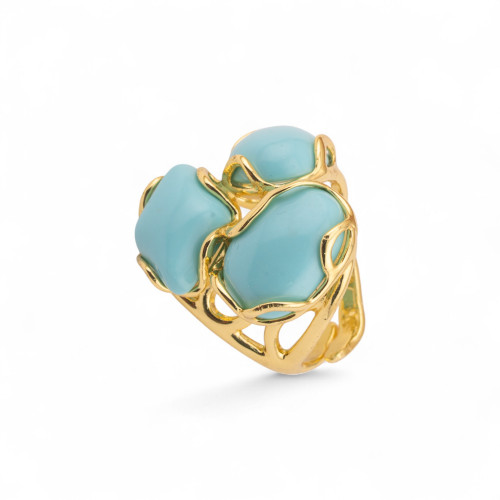 Bague ajustable en bronze doré Collection Aurora-S avec anneau en bronze Collection AURORA 25x27mm avec pierres dures Pasta Di