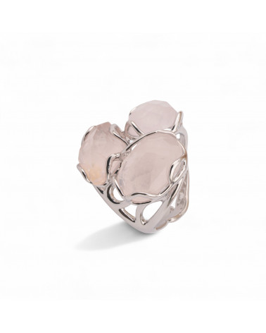 Anello Regolabile in Bronzo Rodiato Collezione Aurora-S 25x27mm Con Occhio Di Gatto Opalescente | Gioiello Artigianale Donna 32-ANELLI BIJOUX DONNA AURORA BEST SELLER | Worldofjewel.com