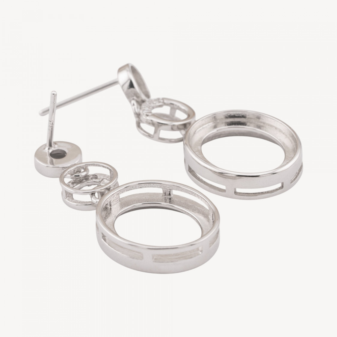 Base Per Orecchini Di Argento 925 Con Zirconi Perno Castone 1 Coppia-BASI PER ORECCHINI IN ARGENTO 925 | Worldofjewel.com