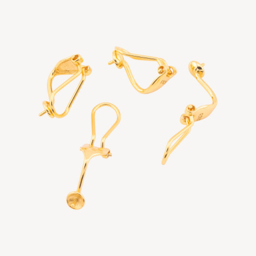 Bases para pendientes de clip de plata 925, 3 pares, chapadas en oro
