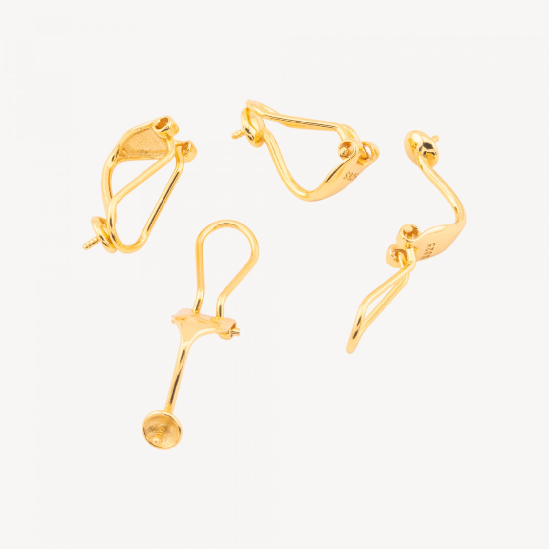 Basi per Orecchini Clips In Argento 925 Clip Con Coppetta 3 Coppie Dorato-CHIUSURE IN ARGENTO 925 FAI DA TE | Worldofjewel.com