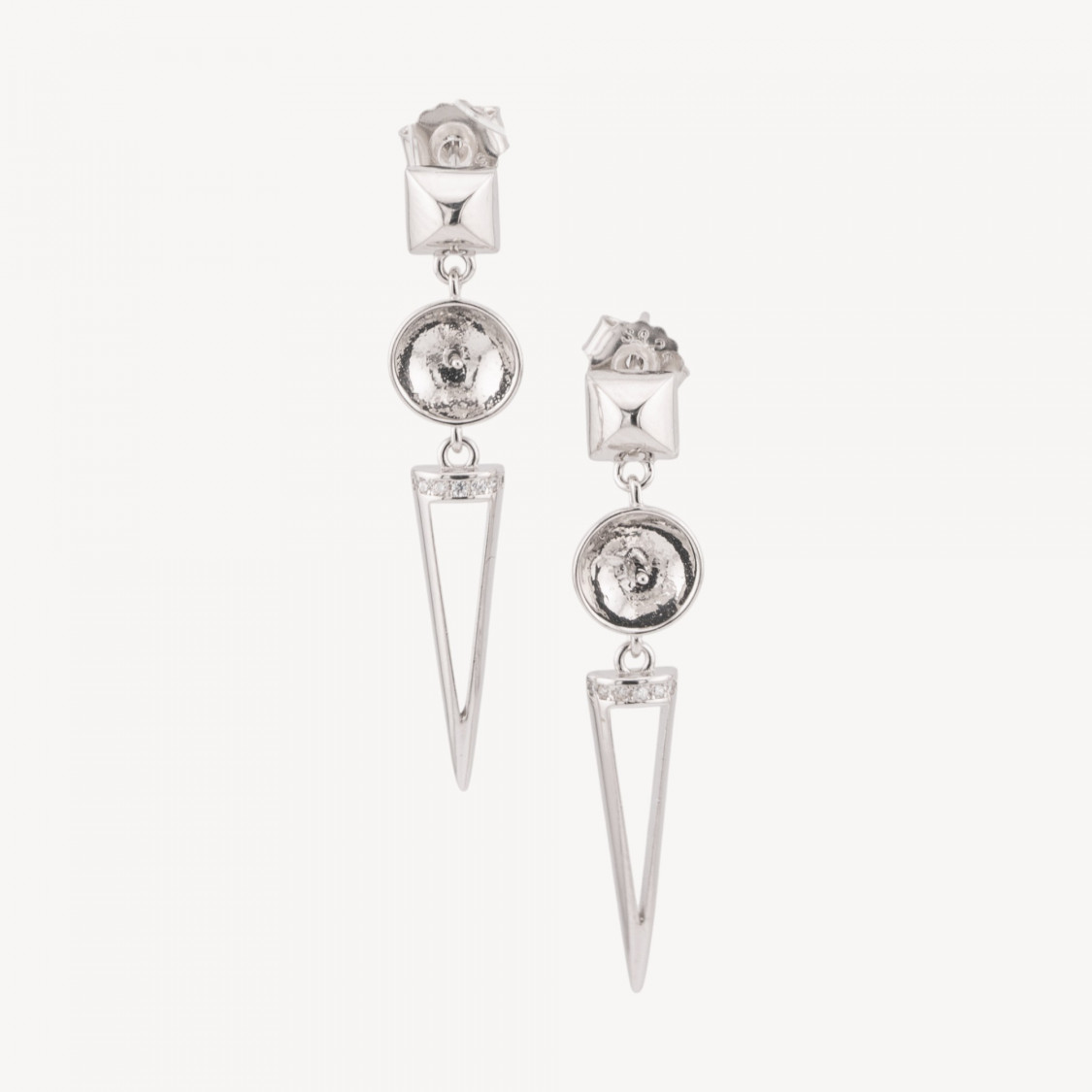 Fermoirs de boucles d'oreilles en argent 925 avec zirconiums et perles (2 paires)-Fermoir en argent 925 à faire soi-même | Worldofjewel.com