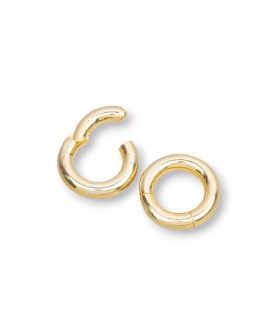 Chiusura Di Argento 925 Gancio A Ciambella Con Chiusura Invisibile 14mm 2pz Dorato-CHIUSURE IN ARGENTO 925 FAI DA TE | Worldofjewel.com