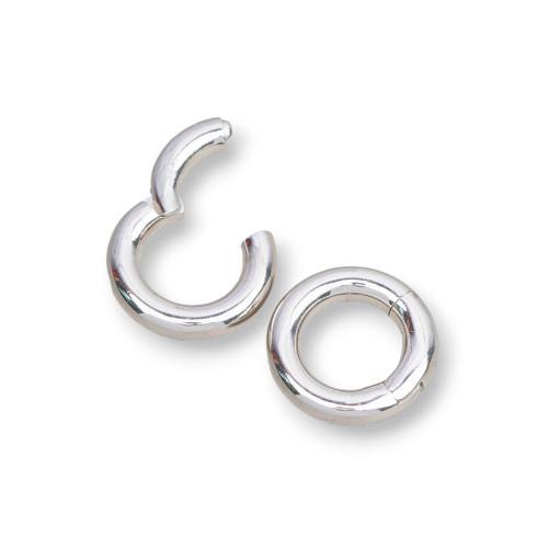 925 Sterling Silver Donut Hook Clasp with Invisible Clasp 14mm 2pcs Rhodium Plated