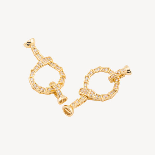 925er Silberverschluss mit Zirkonia 15x32mm mit 4mm Fassung, 2 Stück Gold