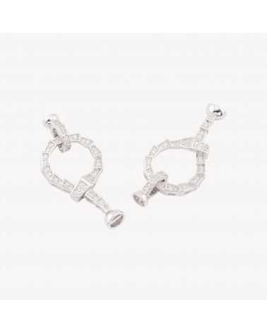 Chiusura In Argento 925 Con Zirconi 15x32mm Con Coppetta 4mm 2pz Rodiato-CHIUSURE IN ARGENTO 925 FAI DA TE | Worldofjewel.com