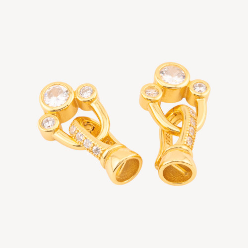 925 Silver Clasp with Zirconia and 2pcs Cups